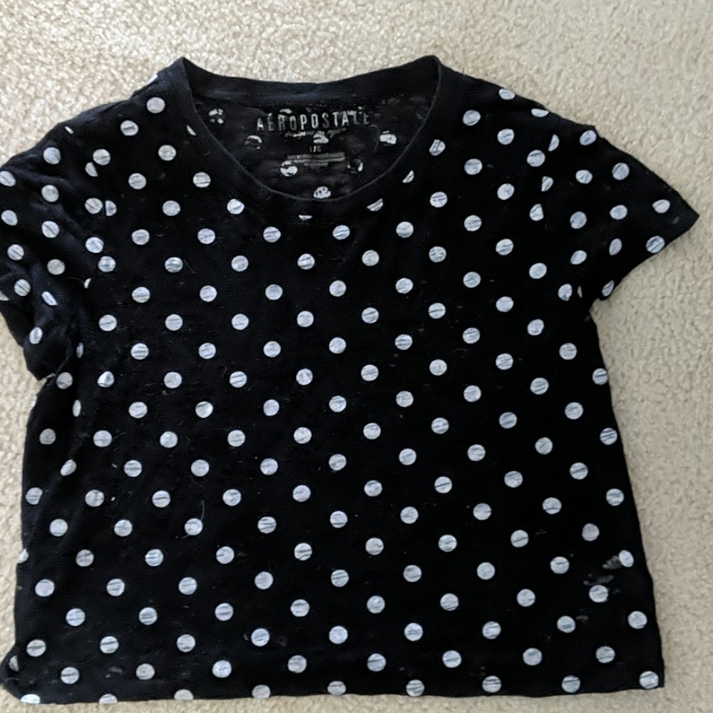 Aeropostale black and white polka dot shirt